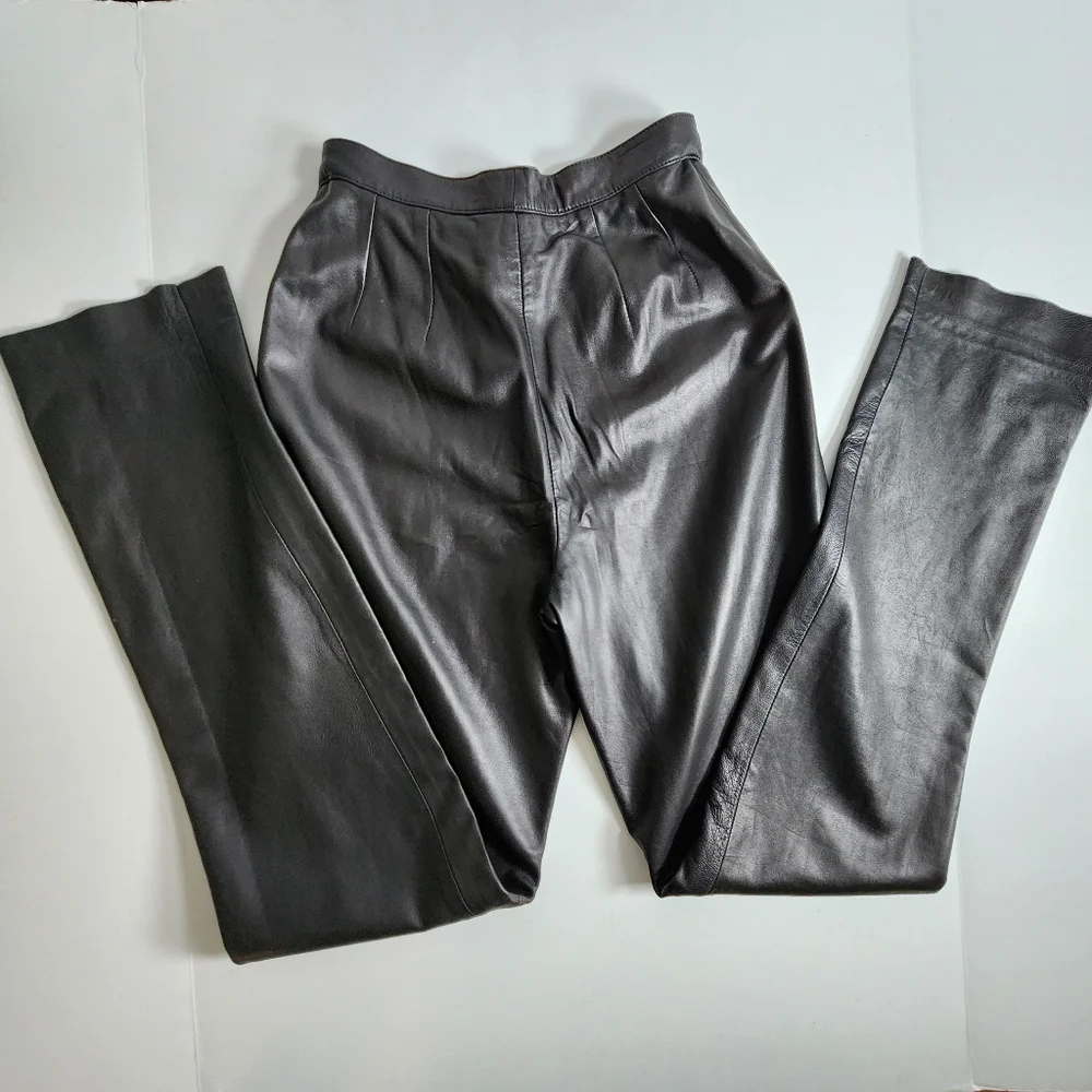 Dana Buchman Lamb Skin Leather Black Pants Size 2 - Picture 9 of 16